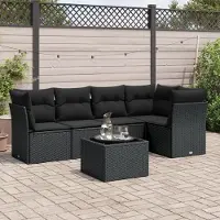Prolenta Maison Exclusive - Set Divano da Giardino 6 pz con Cuscini Nero in Polyrattan