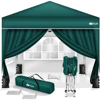 Tillvex gazebo 3x3m verde - con 4 pannelli laterali impermeabili | gazebo pop-up pieghevole regolabile in altezza | tenda da giardino protezione UV 50+ | tenda da festa con borsa per giardino