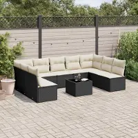 Prolenta Maison Exclusive - Set Divani da Giardino 10pz con Cuscini in Polyrattan Nero