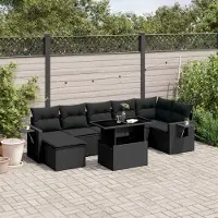 Prolenta Maison Exclusive - Set Divani da Giardino con Cuscini 8 pz Nero in Polyrattan