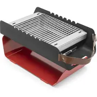 The Favilla La griglia a carbonella mobile Favilla FUMO - Griglia compatta 2 in 1 con griglia in acciaio inox e supporto per spiedini - Borsa da trasporto inclusa per campeggio, balcone e picnic