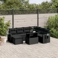 Prolenta Maison Exclusive - Set Divani da Giardino 9 pz con Cuscini Nero in Polyrattan