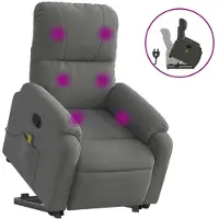 Syfax Poltrona a Rialzo Massaggi Reclinante Grigio Scuro Microfibra