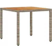 Syfax Tavolo Giardino Piano Legno Acacia Grigio 90x90x75cm Polyrattan