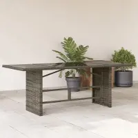 Prolenta Maison Exclusive - Tavolo da giardino con piano in vetro grigio 190x80x74 cm Poly Rattan