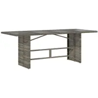 Syfax Tavolo da Giardino Piano in Vetro Grigio 190x80x74cm Polyrattan