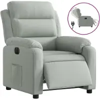 Syfax Poltrona Elettrica Reclinabile Grigio Chiaro in Vera Pelle