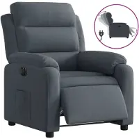 Syfax Poltrona Elettrica Reclinabile Grigio Scuro in Vera Pelle