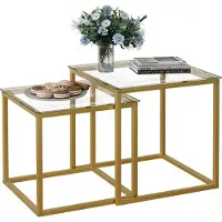 Sonstiges Set di 2 tavolini quadrati in vetro oro 50/45 cm