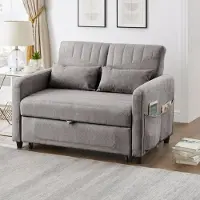 STILVORA Divano letto , divano a due posti con meccanismo reclinabile a tre posizioni, daybed realizzato in tessuto di cotone e lino traspirante, colore grigio