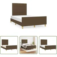 The Living Store Struttura letto con testiera in tessuto marrone scuro 120x190 cm