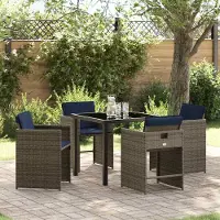 Prolenta Maison Exclusive - Set da pranzo per esterno, 5 pezzi, grigio, rattan sintetico