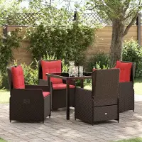Prolenta Maison Exclusive - Set da pranzo per esterno, 5 pezzi, rattan sintetico marrone