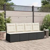 Prolenta Maison Exclusive - Divano da giardino nero e crema in rattan sintetico
