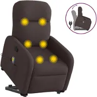 Syfax Poltrona Alzapersona Massaggi Reclinabile Marrone Scuro Tessuto