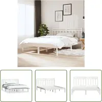 The Living Store Letto in legno massiccio bianco 135x190 cm