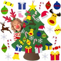 Zolta Albero di Natale in feltro con decorazioni in barbabietola per bambini, decorazioni natalizie in feltro artificiale, fai da te