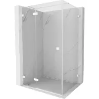 Mexen Lunar T cabina doccia a battente sinistra 120 x 80 cm, trasparente, bianca - 834T-120-080-20-00-L