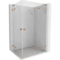 Mexen Lunar L Duo cabina doccia a battente destra 100 x 95 cm, trasparente, rame spazzolato - 834L-100P-095L-65-00