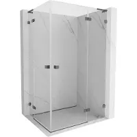 Mexen Lunar L Duo cabina doccia a battente destra 100 x 90 cm, trasparente, grigio canna di fucile spazzolato