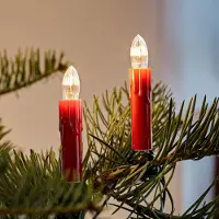 Hellum Luci di Natale da interno 30 pezzi, Germany, candele ondulate, con gocce di cera, rosse, filamento 814040
