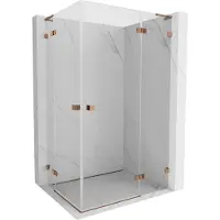 Mexen Lunar L Duo cabina doccia a battente destra 100 x 70 cm, trasparente, oro rosa - 834L-100P-070L-60-00