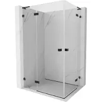 Mexen Lunar L Duo cabina doccia a battente sinistra 110 x 105 cm, trasparente, nero - 834L-110L-105P-70-00