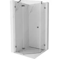 Mexen Lunar cabina doccia pentagonale ad anta sinistra 80 x 80 cm, trasparente, grigio arma spazzolato - 831-080L-080P-66-00-L