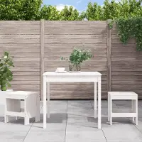 The Living Store Set bistrot da giardino 3 pezzi in legno di pino massiccio bianco