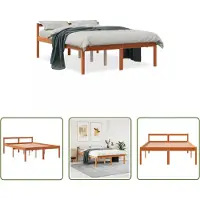 The Living Store Letto Senior cera marrone 140x200 cm in legno di pino massiccio