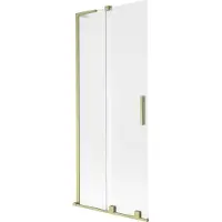 Mexen Velar L paratia vasca da bagno scorrevole a 2 ante 85 x 150 cm, satinato, oro spazzolato - 896-085-003-31-55