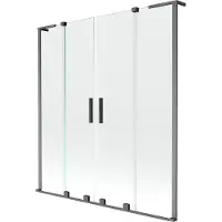 Mexen Velar L Duo parete doccia a 2 ante scorrevoli 150 x 150 cm, trasparente, grigio canna di fucile spazzolato
