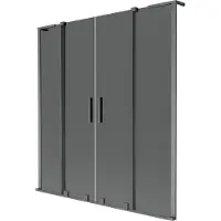Mexen Velar L Duo paravento per vasca da bagno 2 ante scorrevoli 150 x 150 cm, grafite, grigio canna di fucile spazzolato