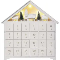 Emos Casa del calendario dell'avvento in legno LED, 35x33cm DCWW02
