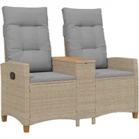 vidaXL Divano da esterno Liege con tavolino, 2 posti, 126 x 65 x 112 cm, rattan sintetico