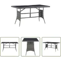 The Living Store tavolo da giardino grigio 140 x 80 x 74 cm in poly rattan