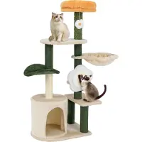 Costway Tiragraffi alto 114 cm, albero per gatti con grotta per gatti, sedile a forma di fiore, palla, amaca, tavoletta in sisal e tiragraffi, arredamento per gatti