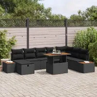 Prolenta Maison Exclusive - Set da giardino composto da 9 pezzi, divano in rattan sintetico nero