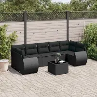Prolenta Maison Exclusive - Set Divani da Giardino con Cuscini 8 pz Nero in Polyrattan