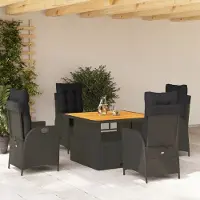 Prolenta Maison Exclusive - Set da Pranzo da Giardino 5 pz Nero con Cuscini in Polyrattan