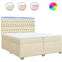 Syfax Giroletto a Molle con Materasso Crema 200x200 cm in Tessuto