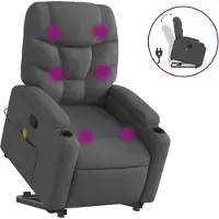 Syfax Poltrona Alzapersona Massaggi Reclinabile Grigio Scuro Tessuto