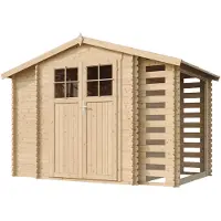 Timbela Casa di legno Casetta da giardino+casetta di legno+pavimento impregnato M389F+M389G 3,53 + 0,97 + 0,97 m2