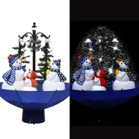The Living Store Albero di Natale con neve e base ad ombrello Blu 75 cm PVC