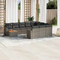 Prolenta Maison Exclusive - Set Divani da Giardino 11 pz con Cuscini in Polyrattan Grigio