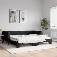 Prolenta Maison Exclusive - Divano letto estraibile nero 100x200 cm in tessuto