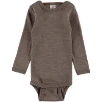 Engel Baby Bodysuit Long Sleeve with Press Studs on Shoulder Intimo lana merinos Bambini (86/92, marrone)