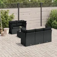 Prolenta Maison Exclusive - Set Divano da Giardino 6 pz con Cuscini Nero in Polyrattan