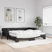 Prolenta Maison Exclusive - Divano letto estraibile con materassi, nero, 100x200 cm, tessuto