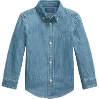Ralph Lauren per ragazzo. 322713843001 Camicia di tessuto jeans di cotone blu (4años= 109/116cm), Casual, Manica lunga, moda per bambin